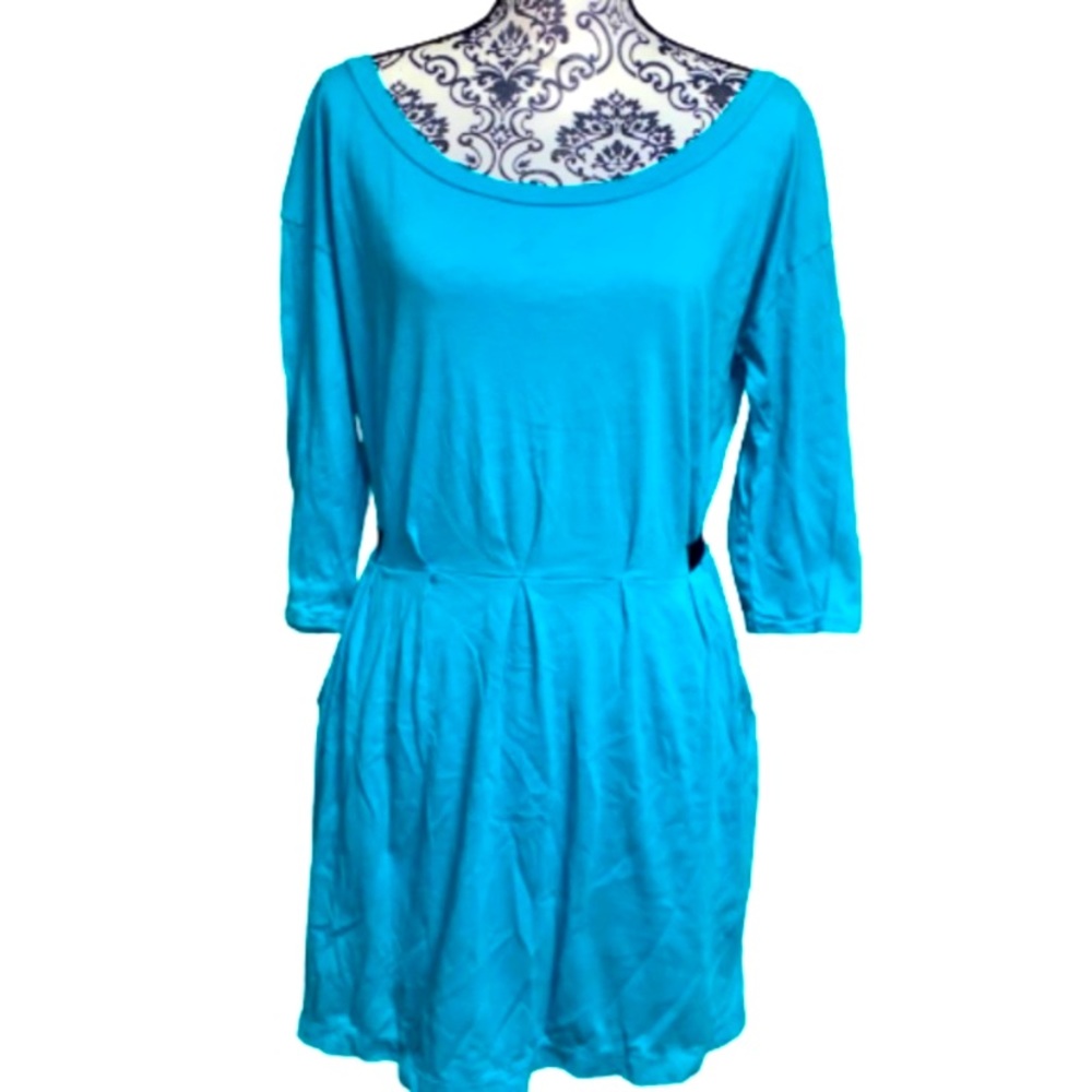 Vans Blue Women’s Large Vintage Midi Dress 3/4 Sleeves w Waist Ties